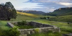 Sand stone square dam in the Mahloti Mountains, Eastern Cape Province, South Africa.